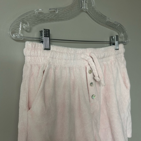 Donni Baby Pink Terry Henley Drawstring Shorts - Picture 2 of 5